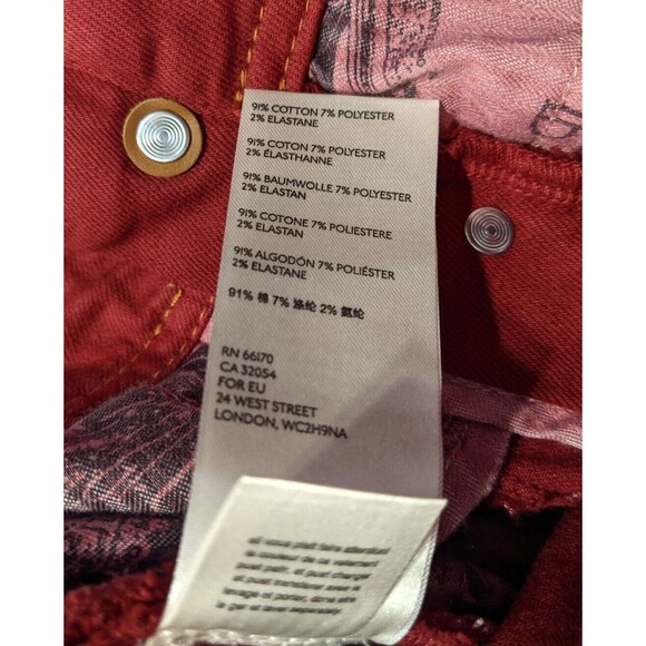 Anthropologie Pilcro and the Letterpress Jean Red Skinny Button Fly Mid Rise 24 - Picture 9 of 13